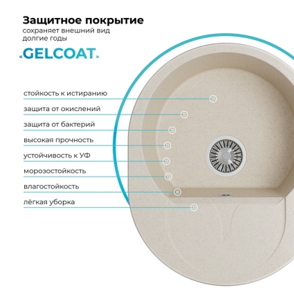 Мойка кухонная POLYGRAN ATOL 620 (кремовый №327)